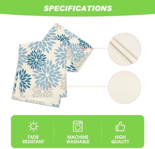 Artoid Mode Light Blue Dahlia Floral Pinnata Summer Table Runner, Seasonal Kitchen Dining Table Decoration for Home Party Decor 13x72 Inch - Image 5