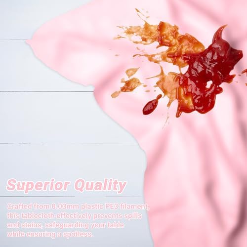 4 PCS Plastic Table Cloth Disposable, 54 x 108 Inches Pink Tablecloth, Plastic Table Cover Rectangle Tablecloth for Baby Shower Decorations and Wedding Party, Tablecloths of Leakproof Home Essentials - Image 4