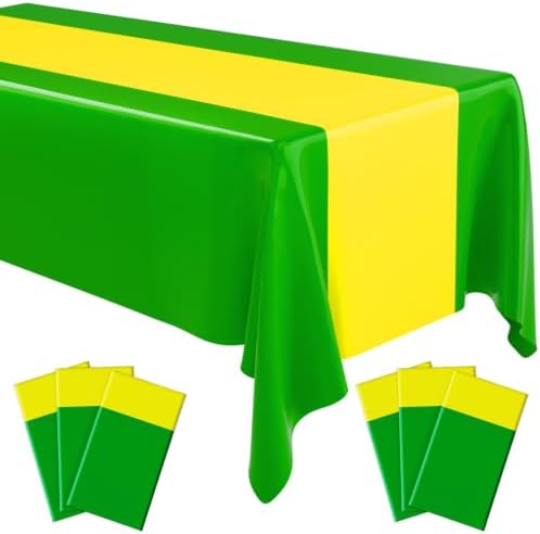 Oudain 6 Pcs Plastic Disposable Table Cloth 54" x 108", Green, Yellow by Oudain