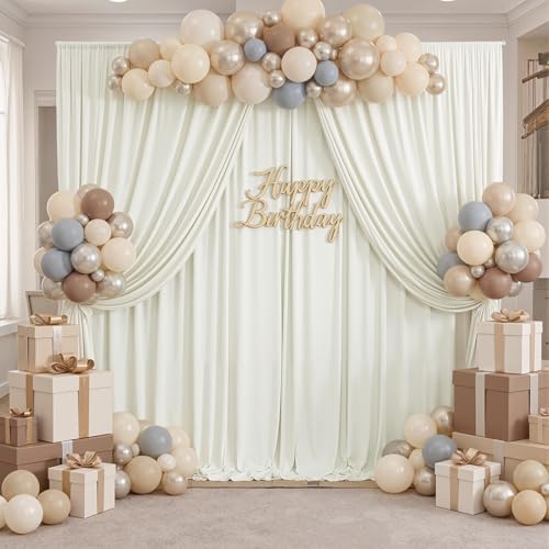 10ft x 10ft Wrinkle Free Ivory Backdrop Curtains for Parties, Polyester Photo Backdrop Drapes 2 Panels 5x10ft Background for Wedding Birthday Baby Shower Party - Image 4