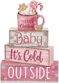 Moucuny 4 Pcs Pink Christmas Table Decor Wooden Hot Chocolate Cocoa Decor by Moucuny
