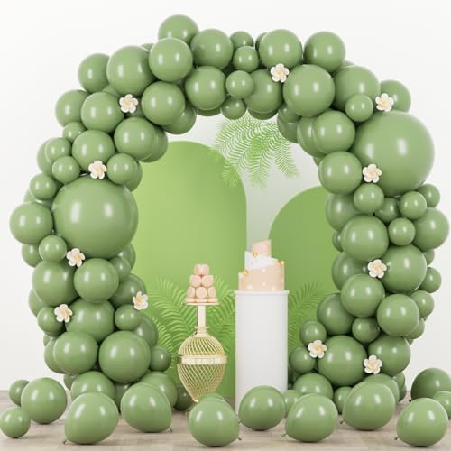 Voircoloria 90pcs Sage Green Balloons Garland Arch Kit, 18 12 10 5 Inch by Voircoloria