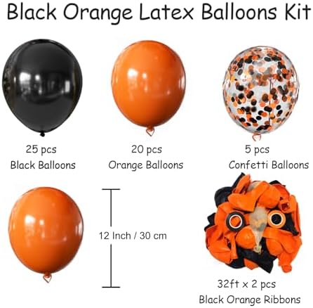 Halloween Balloons Black and Orange Balloons 50Pcs 12 Inch - Image 2