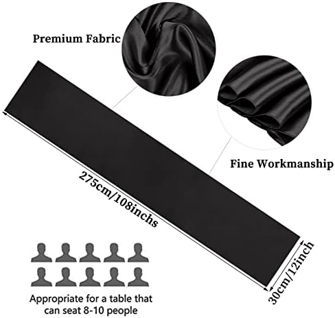10-Pack Black 12 x 108 inches Long Premium Satin Table Runner - Image 2