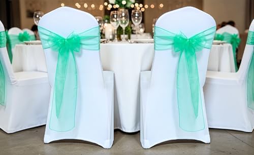 MDS Pack of 125 Organza Chair Sashes for Wedding & Event Décor – Mint - Image 2