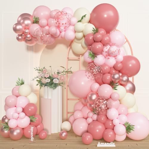 Amandir 153pcs Dusty Pink Balloon Garland Arch Kit Different Sizes ﻿ by Amandir