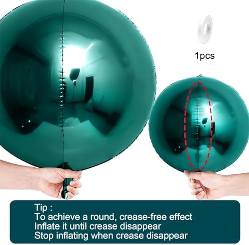 12PCS Dark Green Round Foil Balloons 22" 15" 10" Large Chrome Green Balloon - Image 6
