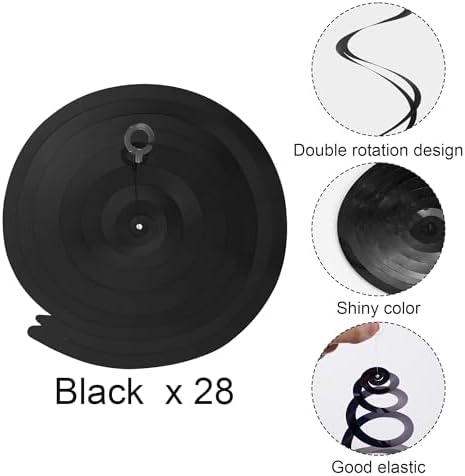 Colorful Ceiling Swirl Foil Decorations Hanging Plastic Streamer Themed Swirl Party Decoration for Wedding Thanksgiving Day Graduation Celebration, Pack of 28 (Black) - Image 2