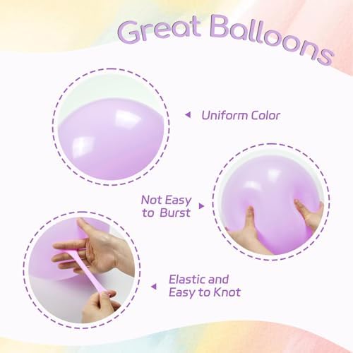 60pcs 12inch Pastel Balloons with Pink Green Yellow Blue Purple Balloons - Image 3