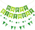 Green Happy Birthday Banner Hanging Sign Circle Dot Triangle Bunting by Unknown