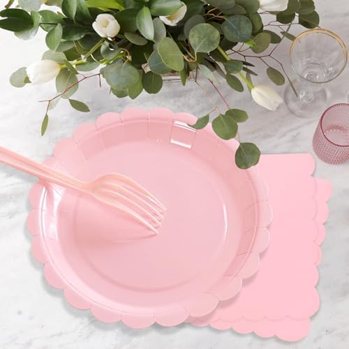 Pink Paper Plates and Napkins Party Supplies - Image 3