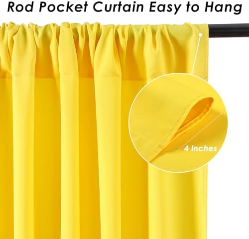 Yellow Backdrop Curtains 20ftx10ft Birthday Polyester Photo Drapes - Image 5