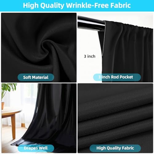 Black Backdrop Curtain, 10x10ft, 5x10ft 2 Panels - Image 5