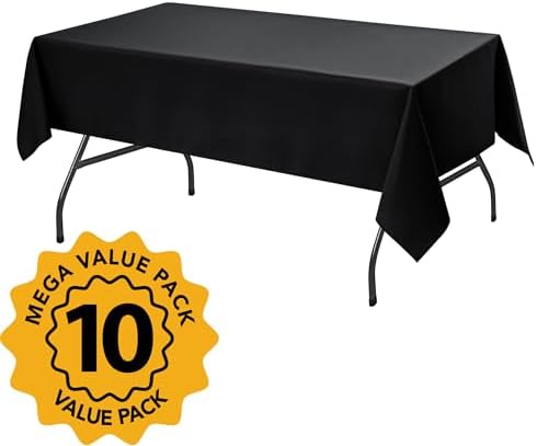 10-Pack Black Tablecloths for Rectangle Tables, 60 x 102 Inches - Image 2