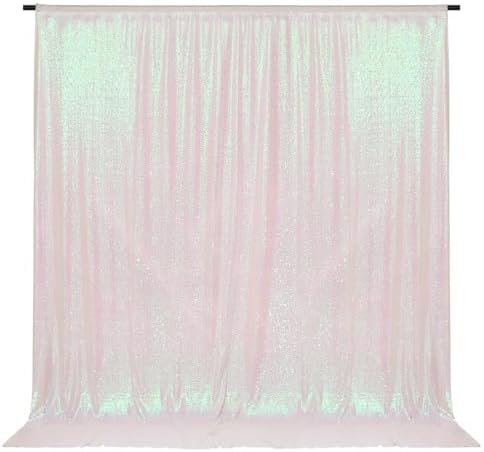 PartyDelight Iridescent White Sequin Backdrop 6x6ft Shimmer Photo Curtain by PartyDelight