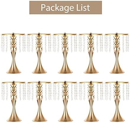 Sziqiqi Gold Floral Centerpiece Riser with Crystal Beads, 10Pcs, 13.8in - Image 7