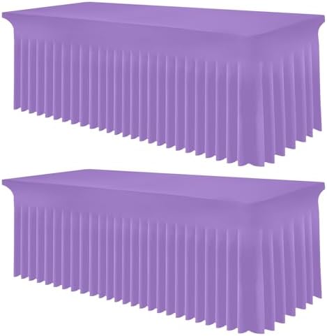 Smiry 2 Pack Spandex Elastic Fitted Table Cloth Skirt for 6FT Table by Smiry