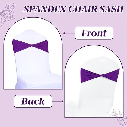 MDS Pack of 75 Spandex Chair Sashes Without Slider Buckles – Cadbury Purple - Image 4
