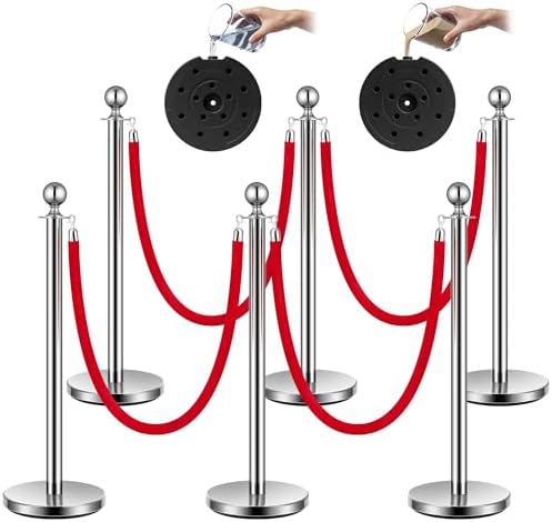 VIVOHOME Silver Stanchions and Velvet Ropes, 5 Feet Ropes and 39 Inch Posts by VIVOHOME