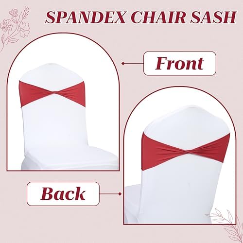 MDS Pack of 10 Spandex Chair Sashes Without Slider Buckles – Apple Red - Image 4