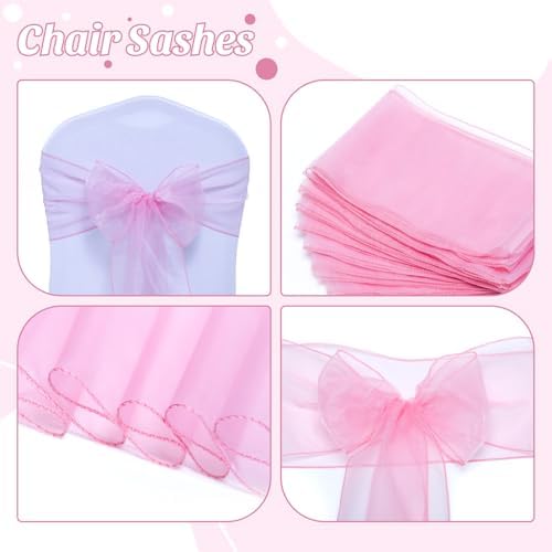 MDS Pack of 125 Organza Chair Sashes for Wedding & Event Décor – Blush Pink - Image 4