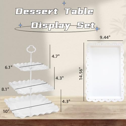5 Pcs Cupcake Stand Set - White Plastic Dessert Table Display Set - Image 3