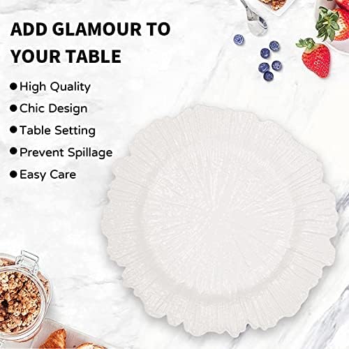MAONAME White Charger Plates Set of 12, Reef Chargers for Dinner Plates - Image 4