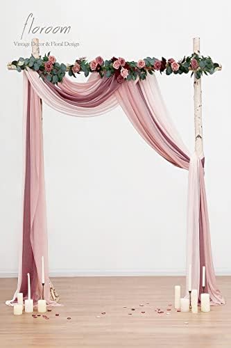 Floroom Wedding Arch Draping Fabric 3 Panels 20Ft Chiffon Fabric Drapes Arbor Drapery Wedding Ceremony Reception Swag Decorations (Mauve +Dusty Rose +Blush) - Image 3