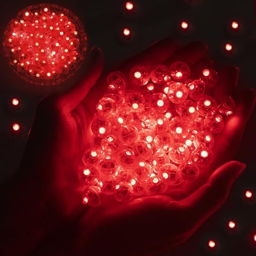 200pcs Balloon Lights Warm White Mini LED Lights Round Long Standby Time Multicolor Ball Lamps Paper Lantern for Easter Birthday Party Christmas Halloween Decoration Red by chzk
