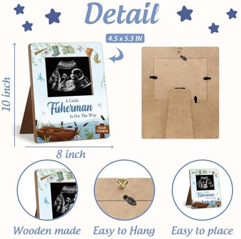 Fishing Baby Shower Decorations Frame, A Little Fisherman Is On The Way Baby Shower, New Mom Expecting Parents-to-Be Keepsake Gifts, Pregnancy Milestone Keepsake, Gender Reveal Gifts - Image 2