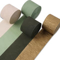PartyWoo Sage Green Crepe Paper 4pcs 328 FT Gold Sand White Streamers by PartyWoo