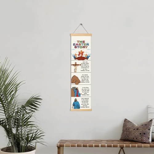 The Easter Story Poster, Sunday School Decor, Christian Banner for Kids Learning, Christian Home Decors, Church Activity Supplies, Family Hanging of Scripture and Words Decorations 06 - Image 4