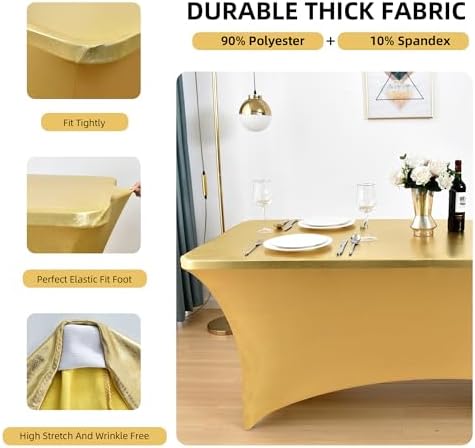 10-Pack 6ft Spandex Table Covers for Rectangle Standard Folding Tables - Wrinkle Resistant Stretch Tablecloths - Ultimate Fitted Table Protector for Parties, Banquet, Wedding - Image 2