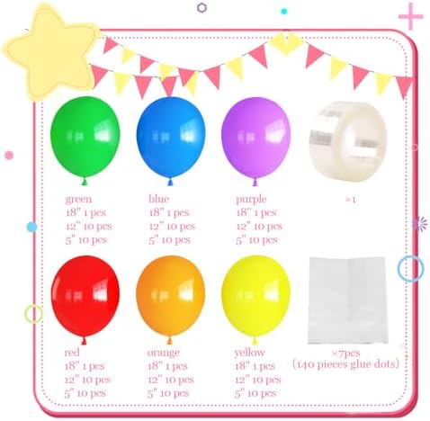 Rainbow Balloon Garland Arch Kit, 130 Pcs 18/12/5 In, Latex - Image 3