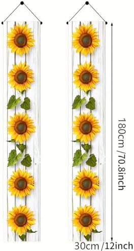 BlissYard Sunflower Welcome Hanging Banners Spring Summer Porch Banners Flags Summer Door Banners Party Decorations Hanging Banner12 x 72inches Seasonal Front Door Sign Decoration - Image 3