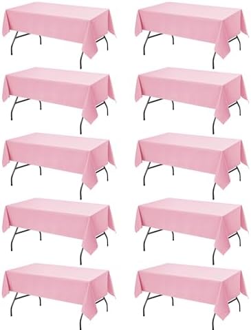 10-Pack Pink Tablecloths for Rectangle Tables, 60 x 102 Inches by DailySet
