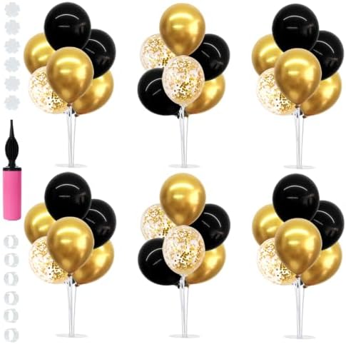 TONIFUL 6 Set Black Gold Balloon Stand Balloon Centerpieces for Table Decor by TONIFUL