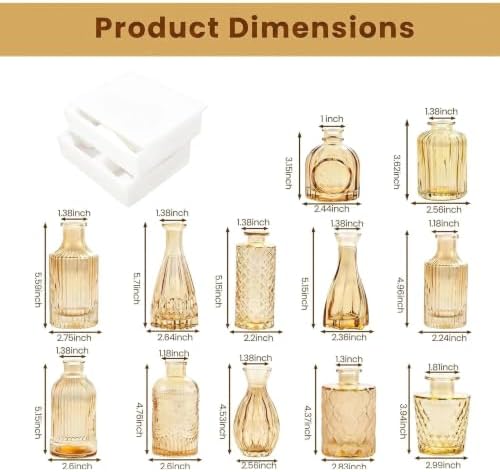 Mini Bud Vases Centerpieces for Tables,Clear Bud Vases for Flowers,Small Flower Vases Suitable for Birthday Party,Anniversary,Wedding Reception,Baby Shower (Gold, 12PCS) - Image 2
