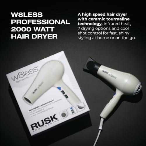 RUSK W8less 2000 Watt Ionic Hair Dryer, Ceramic Tourmaline Technology, 1ct - Image 2