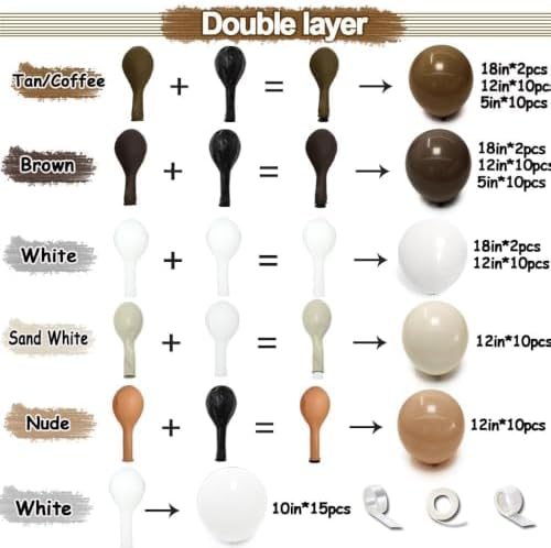 Brown Nude Balloon Arch Kit Double Stuffed Neutral White Sand Balloon Garland Latex Coffee Tan Cream Balloons for Bear Baby Shower Birthday Neutral Wedding Bridal Shower Boho Fall Party Decor - Image 3