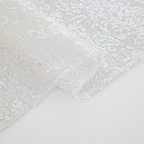 2 Packs 12 x 72 inches Sequin Table Runner, White Iridescent Glitter Table Runner for Birthday Party Supplies Wedding Engagement Baby Shower Holiday Celebration Event Decorations - Image 7