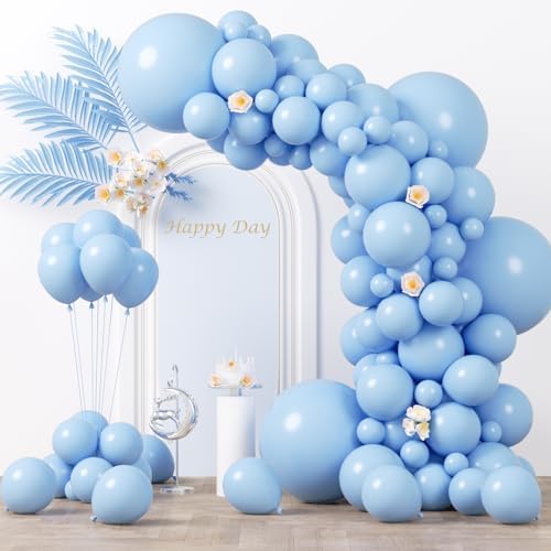 Voircoloria 130pcs Light Blue Balloons Garland Arch Kit, 18 12 10 5 Inch by Voircoloria