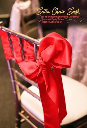 120 PCS Red Satin Chair Sashes, 7 x 108 Inch - Image 4