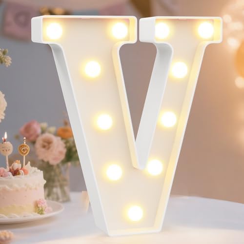 Pooqla LED Marquee Letter Lights Sign, Light Up Alphabet Letter for Home Party Wedding Decoration V by Pooqla