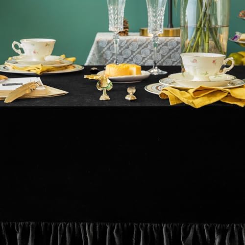 GLORY SEASON Velvet Tablecloth Luxurious Solid Rectangle Table Cloth,Oblong Retro Farmhouse Ruffle Tablecloths Washable Table Cover for Party Wedding Baby Shower Kitchen Dinning Tabletop Decoration - Image 7