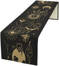 Sun Moon Table Runner Magical Boho Tarot Astrology Stars Seasonal Autumn Chinese Gold Clouds Dinner Runner for Farmhouse Party Holiday Home Kitchen Dining Table Decoration 13"x108" by SHElifestyle