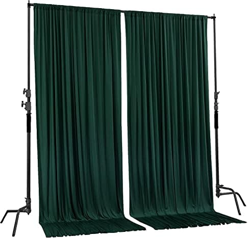 AK TRADING CO. 10 feet x 10 feet Black Polyester Backdrop Drapes Curtains Panels with Rod Pockets - Wedding Ceremony Party Home Window Decorations Hunter Green - Image 2
