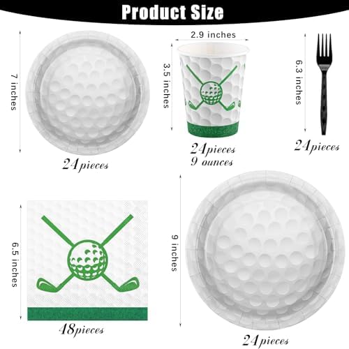 durony 144 Pieces Golf Paper Plates and Napkins Dinnerware Set - Image 2