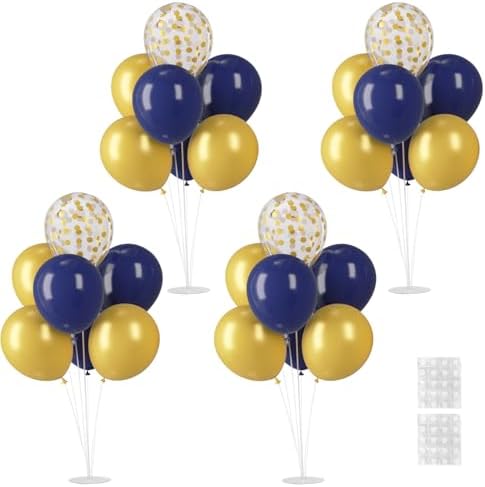 Voircoloria 6 Sets Balloon Stand Kits with Base for Party Decor Navy&Gold by Voircoloria