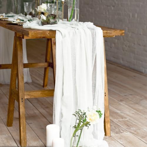 6 Pack Cheesecloth Table Runner 10Ft Christmas Gauze Boho Table Runners for Wedding Decor Bridal Shower Decorations Baby Shower Party(35" x 120") - Image 4
